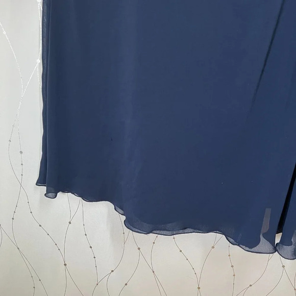 WATTERS Navy Blue Aldridge Chiffon Formal Gown $285 - Picture 9 of 9